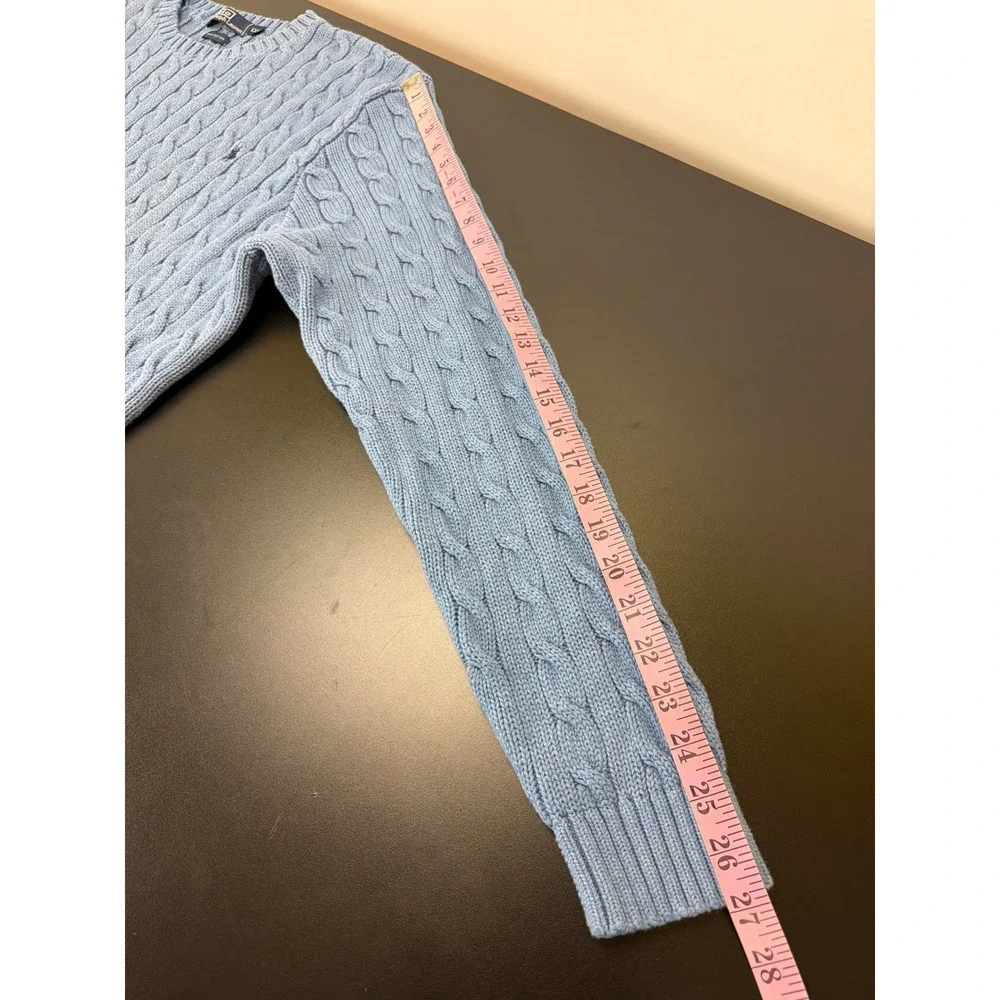 Polo Ralph Lauren Blue Cotton Cable Knit Fisherman Sweater Mens XXL Chunky